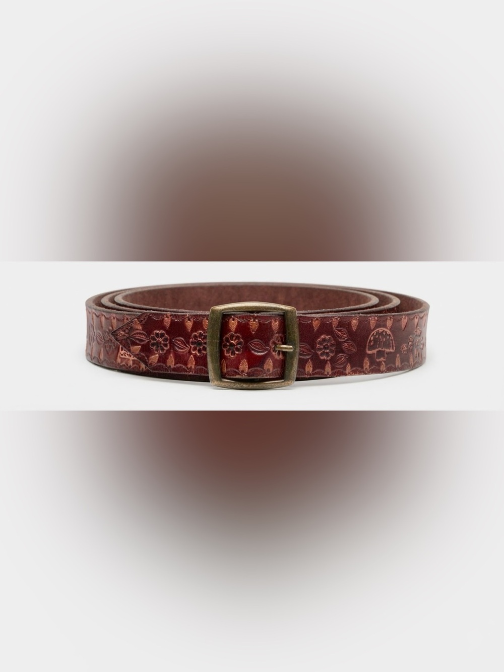 Vintage Leather Hand Tooled Mushroom Belt